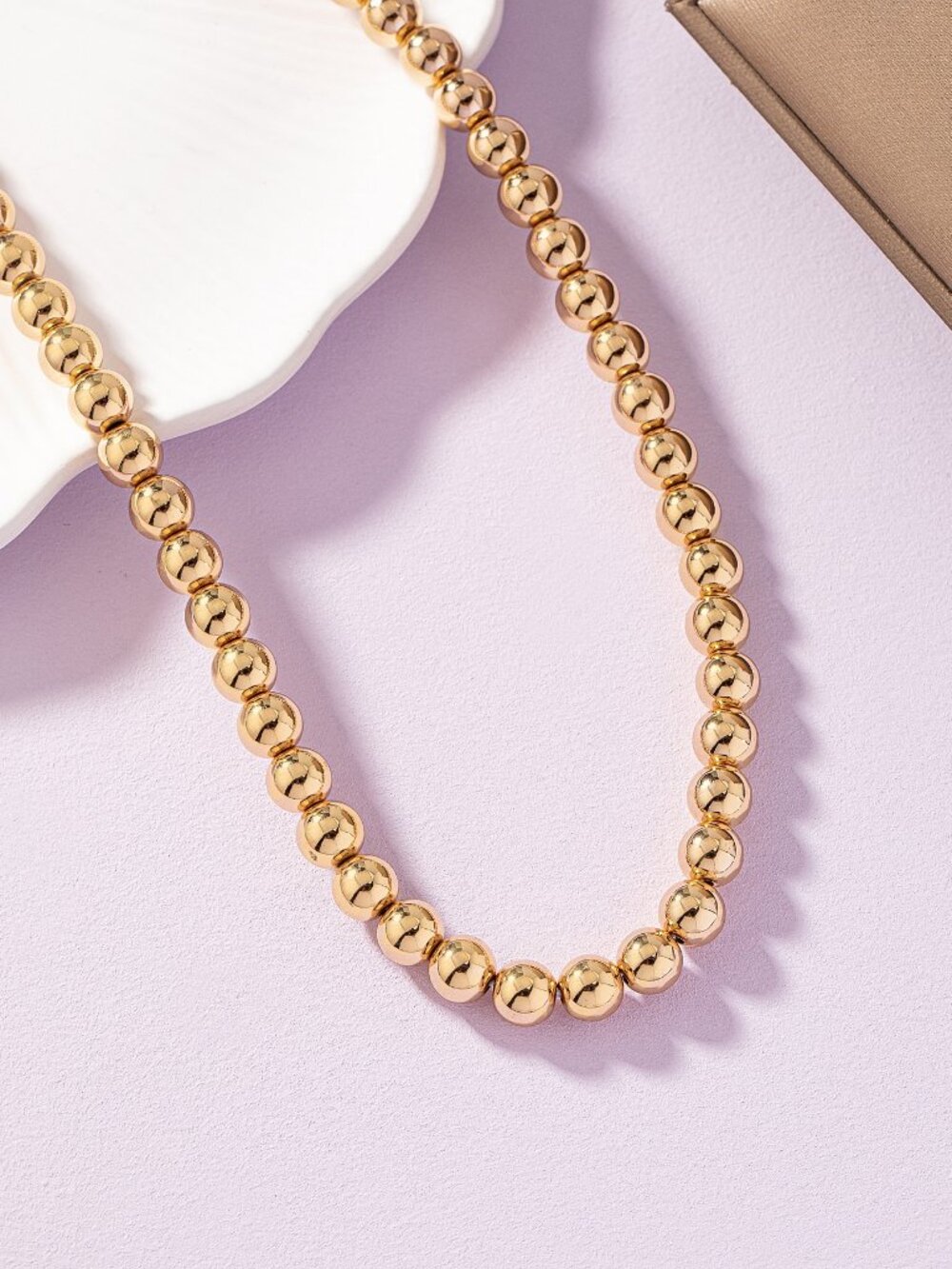 Yellow Gold Casual Women's Classic Beaded Necklace - Picture 4 of 4